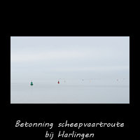 Betonning van de scheepvaartroute bij Harlingen