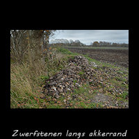 Zwerfstenen aan de rand van een akker