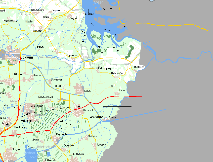 Kaart van Noardlike Fryske Wâlden, Kollum en Bûtenpost