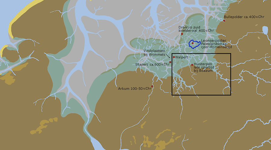 Paleogeografische kaart van Friesland 500 v.Chr.